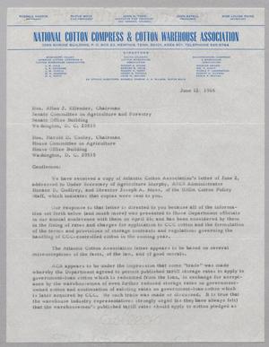 Primary view of object titled '[Letter from John T. Todd to Allen J. Ellender and Harold D. Cooley, June 12, 1965]'.