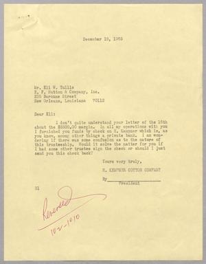 Primary view of object titled '[Letter from Harris L. Kempner to Eli W. Tullis, December 18, 1965]'.