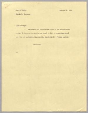 [Letter from Harris L. Kempner to George Andre, August 13, 1965]
