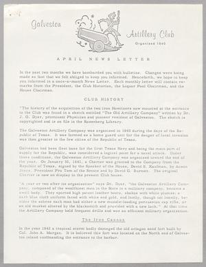 [Galveston Artillery Club News Letter, April 1958]