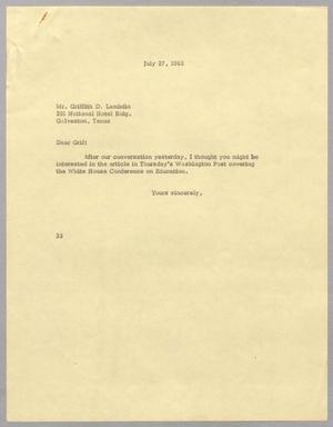 [Letter from Harris L. Kempner to Griffith D. Lambdin, July27, 1965]