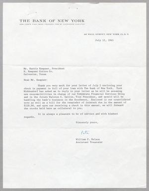 [Letter from William P. Nelson to Harris L. Kempner, July 12, 1965]