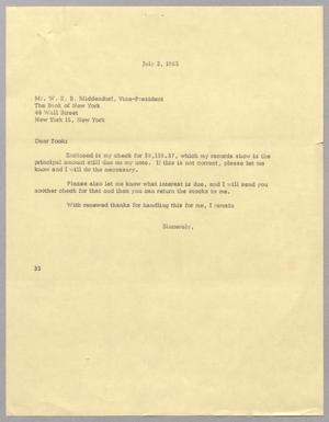 [Letter from Harris L. Kempner to W. K. B. Middendorf, July 2, 1965]