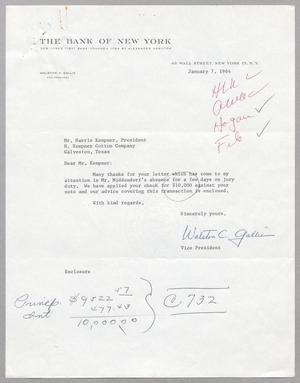 [Letter from Walston C. Gallie to Harris L. Kempner, January 7, 1964]