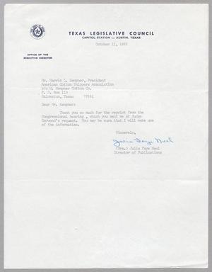 [Letter from Julia Faye Neel to Harris L. Kempner, October 11, 1965]