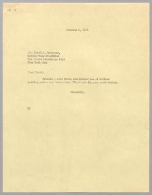 [Letter from Harris L. Kempner to Frank A. Richards, October 6, 1965]