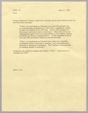 [Letter from E. R. Thompson, Jr. to Harris L. Kempner, June 17, 1965]