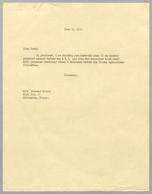 [Letter from Harri L. Kempner to Patti Swann, June 16, 1965]