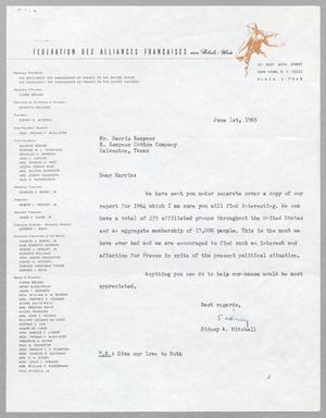 [Letter from Sidney A. Mitchell to Harris L. Kempner, June 1, 1965]