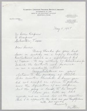 [Letter from Milton K. Eckert to Harris L. Kempner, May 11, 1965]