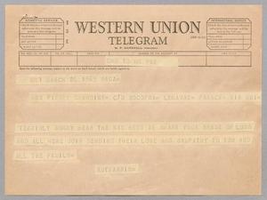 [Telegram from Ruth and Harris Kempner to Mrs. Pierre Chardine, March 20, 1965]
