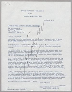 [Letter from Harris Leon Kempner to Sam Bormaster, January 8, 1971]