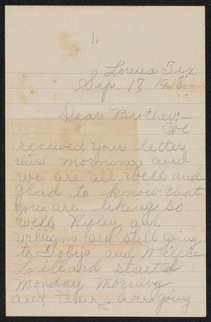 [Letter from Edna Lillard to Joushua Lillard - September 17, 1918]
