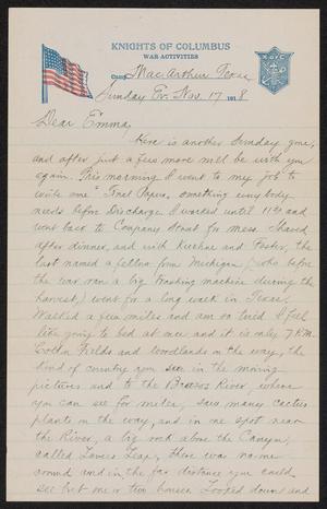 [Letter from Hector Suyker to Emma Riecke - November 17, 1918]