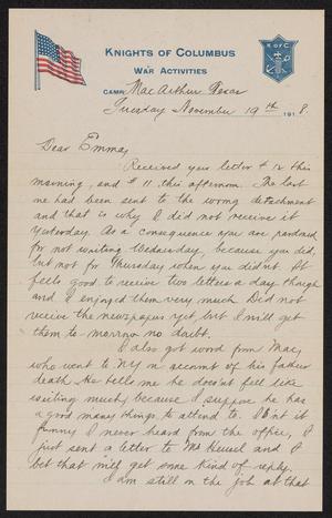 [Letter from Hector Suyker to Emma Riecke - November 19, 1918]