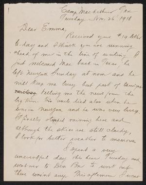 [Letter from Hector Suyker to Emma Riecke - November 26, 1918]