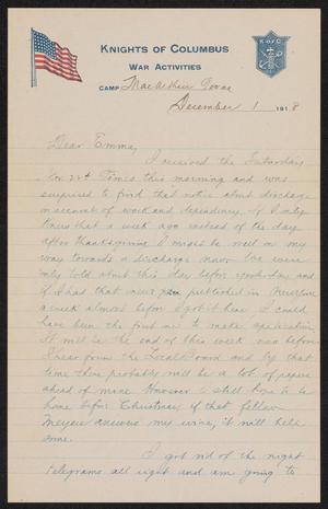 [Letter from Hector Suyker to Emma Riecke - December 1, 1918]