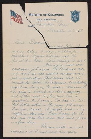 [Letter from Hector Suyker to Emma Riecke - December 2, 1918]