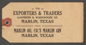 [Marlin Oil Company Gin Tag]
