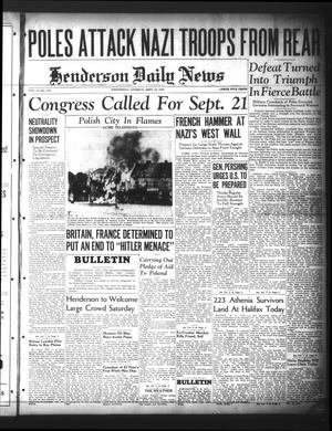 Henderson Daily News (Henderson, Tex.), Vol. 9, No. 153, Ed. 1 Wednesday, September 13, 1939