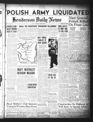 Henderson Daily News (Henderson, Tex.), Vol. 9, No. 162, Ed. 1 Sunday, September 24, 1939