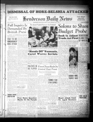 Primary view of object titled 'Henderson Daily News (Henderson, Tex.), Vol. 9, No. 251, Ed. 1 Sunday, January 7, 1940'.