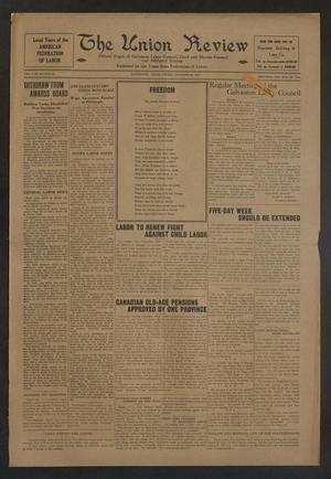 Primary view of object titled 'The Union Review (Galveston, Tex.), Vol. 9, No. 24, Ed. 1 Friday, October 28, 1927'.