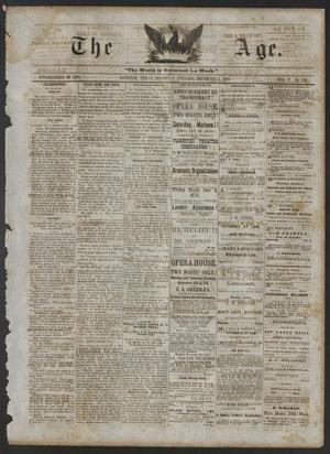 Primary view of object titled 'The Age. (Houston, Tex.), Vol. 5, No. 138, Ed. 1 Thursday, December 2, 1875'.