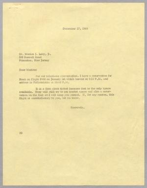 [Letter from Harris L. Kempner to Marion J. Levy, Jr., December 27, 1966]
