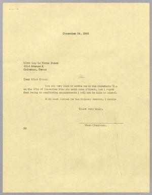 [Letter from Harris L. Kempner to Kay La Verne Evans, December 24, 1966]