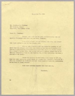 Primary view of object titled '[Letter from Harris L. Kempner to Matthew S. Crinkley, December 19, 1966]'.