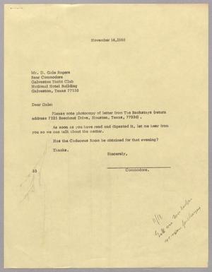 [Letter from Harris L. Kempner to D. Gale Rogers, November 14, 1966]