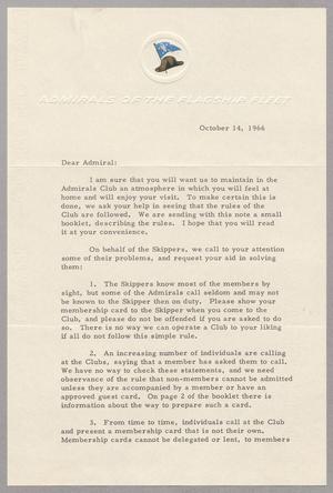 [Letter from Admirals of the Flagship Fleet, October 14, 1966]