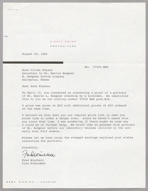 [Letter from Fred Winchell to Vivian Paysse, August 29, 1966]