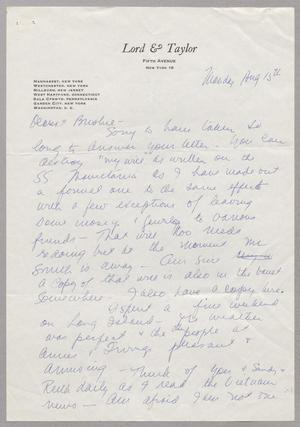 [Letter from Cecile Kempner to I. H. Kempner, August 15]