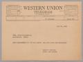 Primary view of [Telegram from Henrietta and Isaac H. Kempner and Ruth and Harris Kempner to Mrs. John Thompson, July 25, 1966]