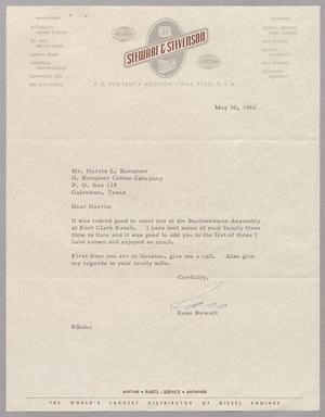 [Letter from Ross Stewart to Harris L. Kempner, May 30, 1966]