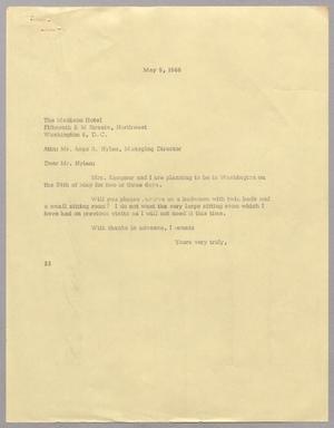 Primary view of object titled '[Letter from Harris L. Kempner to the Madison Hotel, May 9, 1965]'.