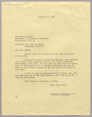 Primary view of object titled '[Letter from Harris L. Kempner to Aage R. Nylen, October 22, 1965]'.