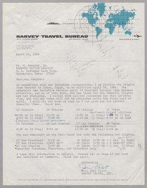 Primary view of object titled '[Letter from Jeri Valot to Harris L. Kempner, March 16, 1966]'.