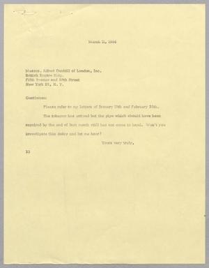 [Letter from Harris L. Kempner to Alfred Dunhill of London, Inc., March 11, 1966]