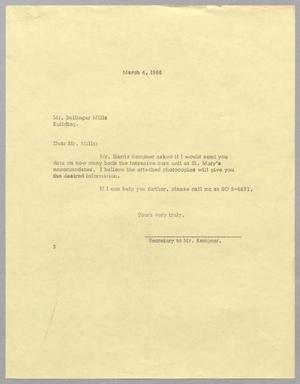 [Letter from Vivian Paysse to Ballinger Mills, March 4, 1966]
