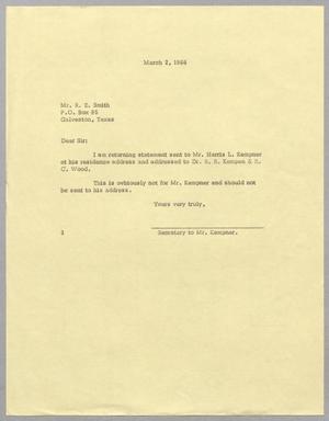 [Letter from Fred H. Rayner to R. E. Smith, March 2, 1966]