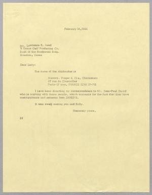 [Letter from Harris L. Kempner to Lawrence S. Reed, February 14, 1966]