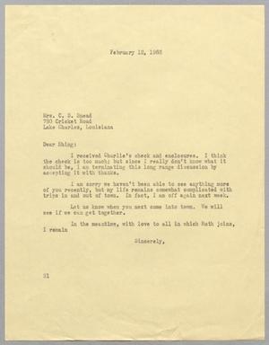 [Letter from Harris L. Kempner to Mrs. C. S. Snead, February 12, 1966]