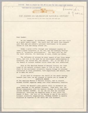 [Letter from the American Museum of Natural History, 1966]