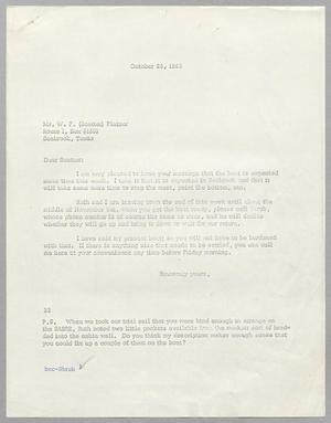 Primary view of object titled '[Letter from Harris L. Kempner to W. F. Platzer, October 25, 1965, Copy]'.
