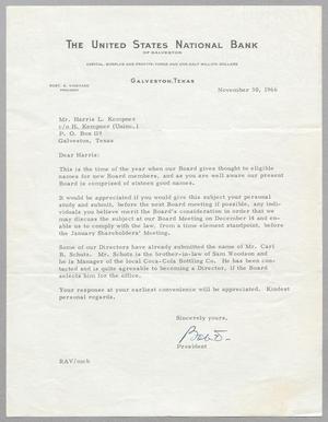 [Letter from Robert A. Vineyard to Harris L. Kempner, November 30, 1966]