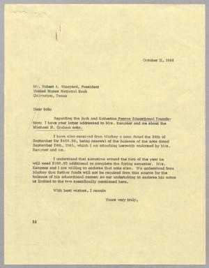[Letter from Harris L. Kempner to Robert A. Vineyard, October 11, 1966]