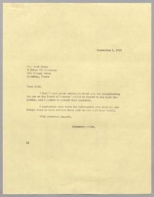 [Letter from Harris L. Kempner to Jack Josey, September 1, 1966]